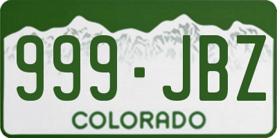CO license plate 999JBZ