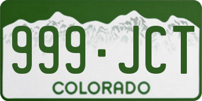 CO license plate 999JCT