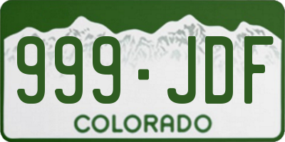 CO license plate 999JDF