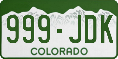 CO license plate 999JDK