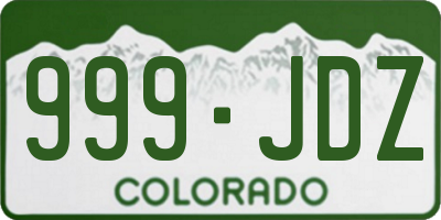 CO license plate 999JDZ