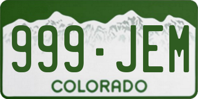 CO license plate 999JEM