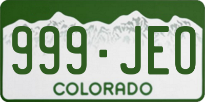 CO license plate 999JEO