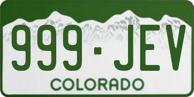 CO license plate 999JEV
