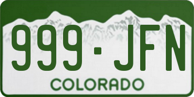 CO license plate 999JFN