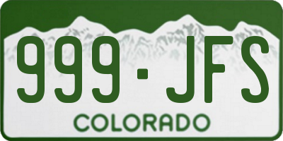 CO license plate 999JFS