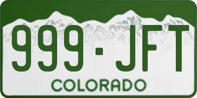 CO license plate 999JFT