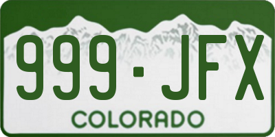 CO license plate 999JFX