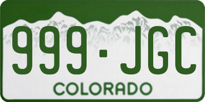 CO license plate 999JGC