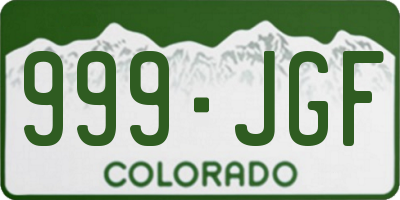 CO license plate 999JGF