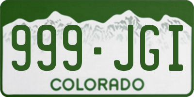 CO license plate 999JGI