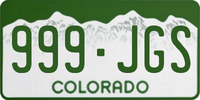 CO license plate 999JGS