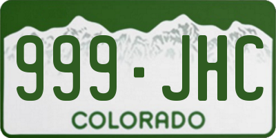 CO license plate 999JHC