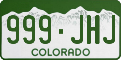 CO license plate 999JHJ