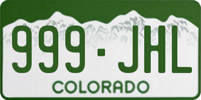 CO license plate 999JHL