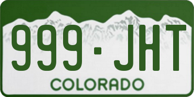 CO license plate 999JHT