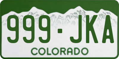 CO license plate 999JKA