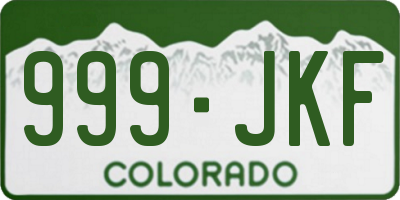 CO license plate 999JKF