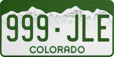 CO license plate 999JLE