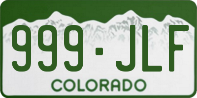 CO license plate 999JLF