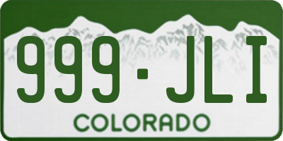 CO license plate 999JLI