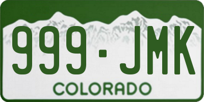 CO license plate 999JMK