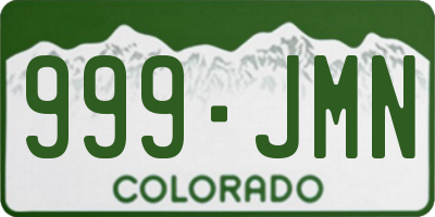 CO license plate 999JMN