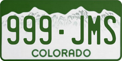CO license plate 999JMS