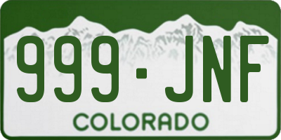 CO license plate 999JNF