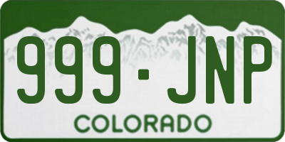 CO license plate 999JNP