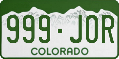 CO license plate 999JOR