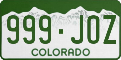 CO license plate 999JOZ