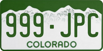 CO license plate 999JPC