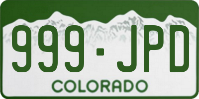 CO license plate 999JPD