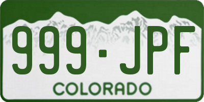 CO license plate 999JPF