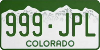 CO license plate 999JPL