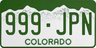 CO license plate 999JPN
