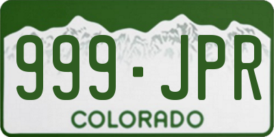 CO license plate 999JPR