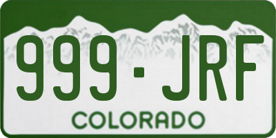 CO license plate 999JRF