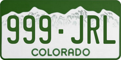 CO license plate 999JRL