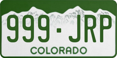 CO license plate 999JRP