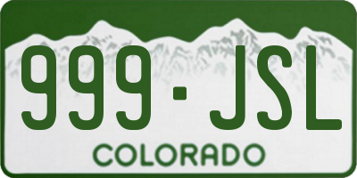 CO license plate 999JSL