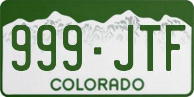 CO license plate 999JTF