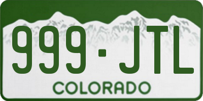 CO license plate 999JTL