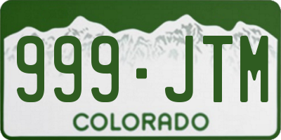 CO license plate 999JTM