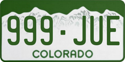 CO license plate 999JUE