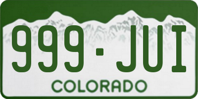 CO license plate 999JUI
