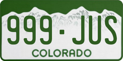 CO license plate 999JUS
