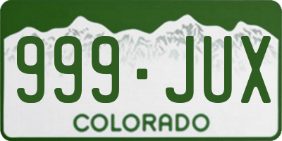 CO license plate 999JUX