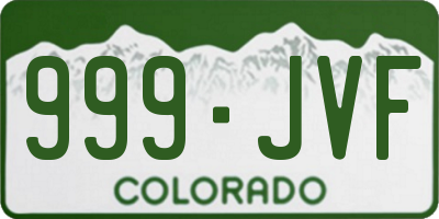 CO license plate 999JVF